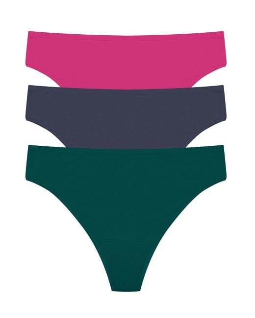 Natori Green Bliss Bare Cotton Thong 3-pack
