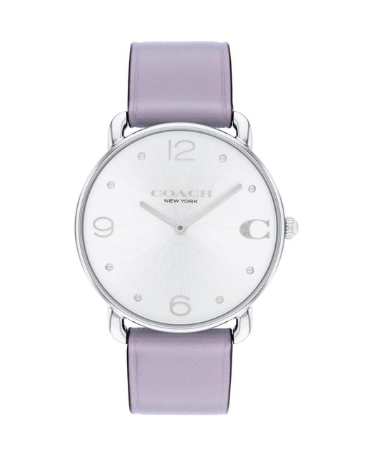 COACH Gray 2h Quartz Watch With Genuine Leather - Water Resistant 3 Atm/30 Meters - Trendy Minimalist Design For Everyday Wear