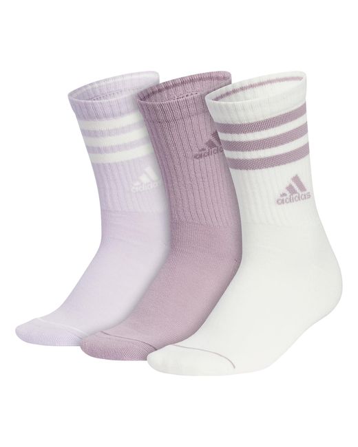 3 paia di calzini da donna a 3 strisce con compressione dell'arco plantare di Adidas in Purple
