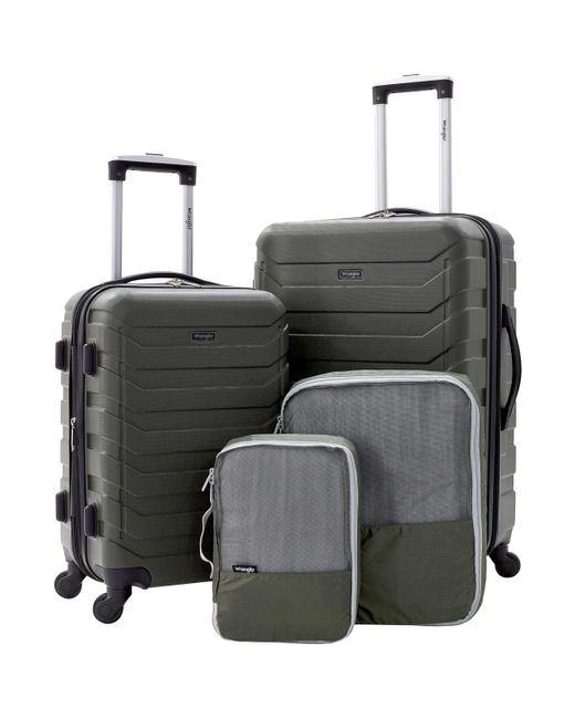 Wrangler Black Travelers Club 4 Piece Luggage And Packing Cubes Set