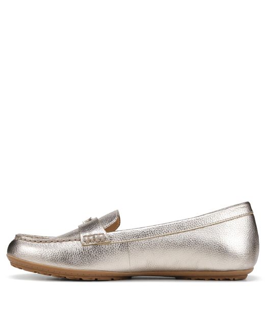 Naturalizer White S Evie Slip On Casual Loafer Warm Silver Metallic Leather 7.5 W