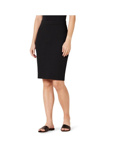 Amazon Essentials Black Ponte Pull-on Above The Knee Fitted Pencil Skirt