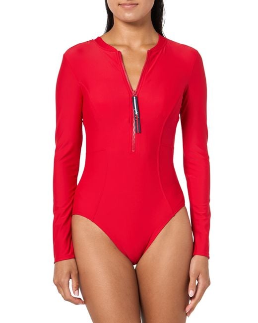 Tommy Hilfiger Red Langärmeliger Einteiler für