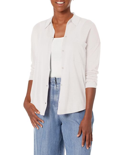 Emporio Armani White A | X Armani Exchange Knitted Linen Sheer Cardigan