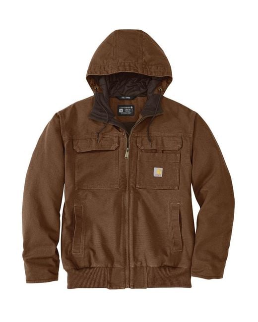 Carhartt Brown Full Swing Loose Fit Washed Duck Insulated Active Jac for men