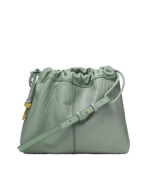 Fossil Green Gigi Eco-leather Drawstring Shoulder Bag Purse Handbag