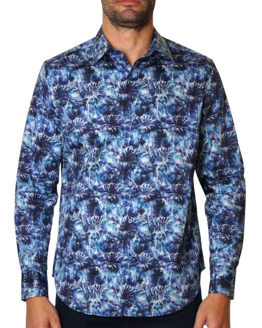 Robert Graham Men's Blue 's Flemming Long-sleeve Button-down Shirt