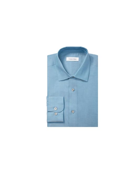 Calvin Klein Blue Dress Shirt Regular Fit Herringbone Stretch for men
