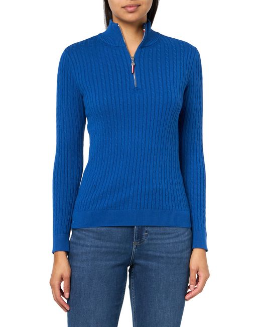 Tommy Hilfiger Blue S 1/4 Zip Mock Neck Pullover