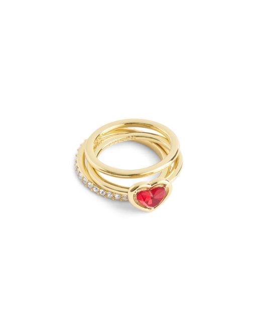 COACH Metallic Halo Heart Stackable Ring Set