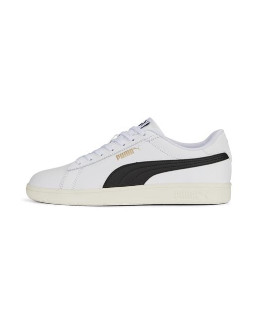 PUMA Smash 3.0 Leather Sneaker White Black Gold-frosted Ivory for men