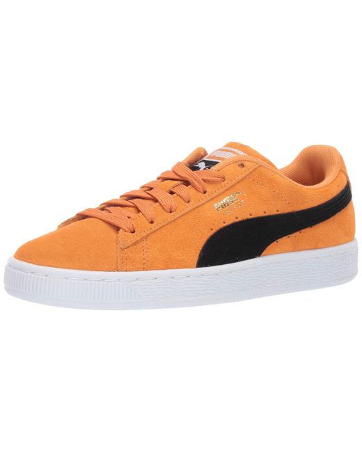 orange suede puma sneakers