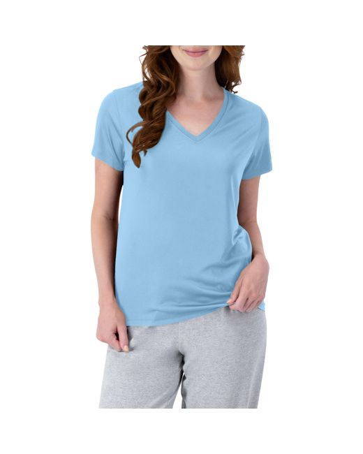 Hanes Blue Womens Cooldri Short Sleeve Performance V-neck