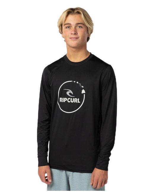 Rip Curl Island Vibe Long Sleeve Uv 50+ Loose Fit Rashguard Black for men