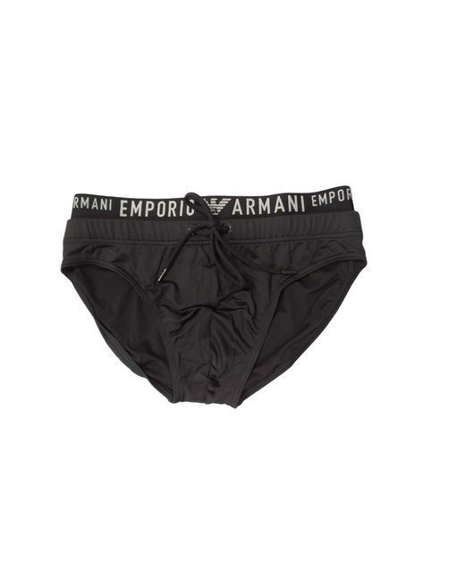 Emporio Armani Black Standard Logoband Swim Low Brief for men