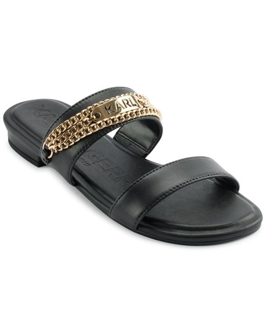 Karl Lagerfeld Black Paris Cushioned Insole Everyday Canne-double Band Sandal Heeled