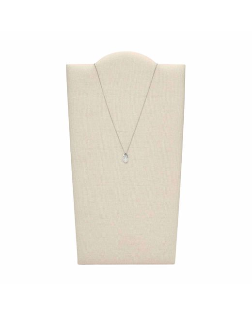 Fossil Natural Stevie Mothers Day Mother-of-pearl Stainless Steel Pendant Necklace And Earrings Set