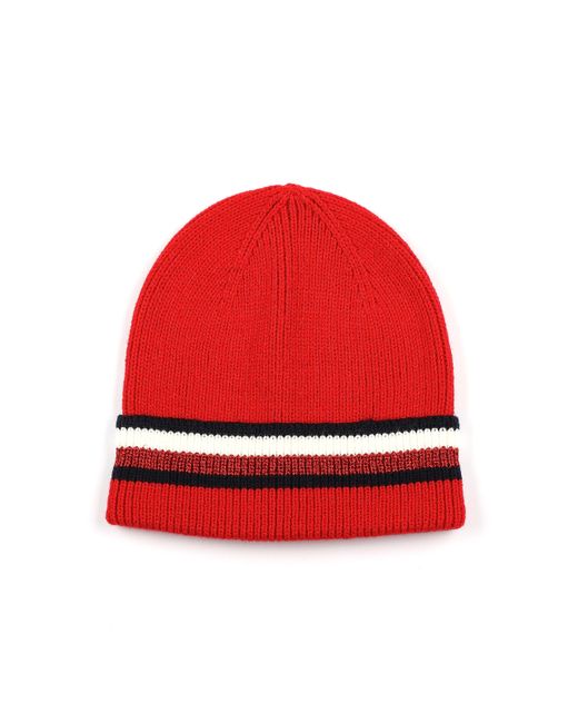 Tommy Hilfiger Red Metallic Stripe Cuff Hat