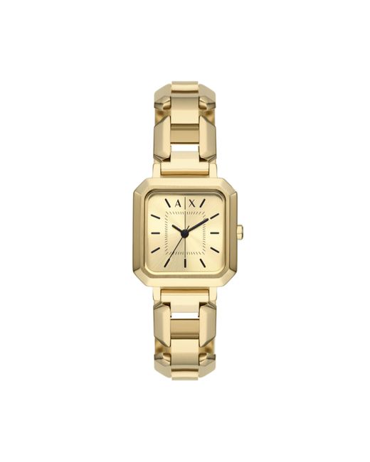 Emporio Armani Metallic A|x Armani Exchange Square Three-hand Gold-tone Stainless Steel Bracelet Watch