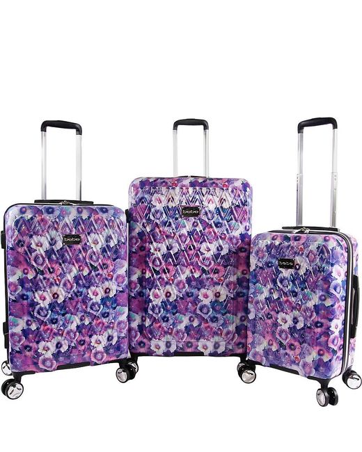 Bebe Purple Gia 3pc Suitcase Set With Spinner Wheels