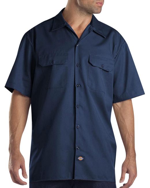 Dickies Blue Relaxed Fit Short Sleeve Work Shirt for men