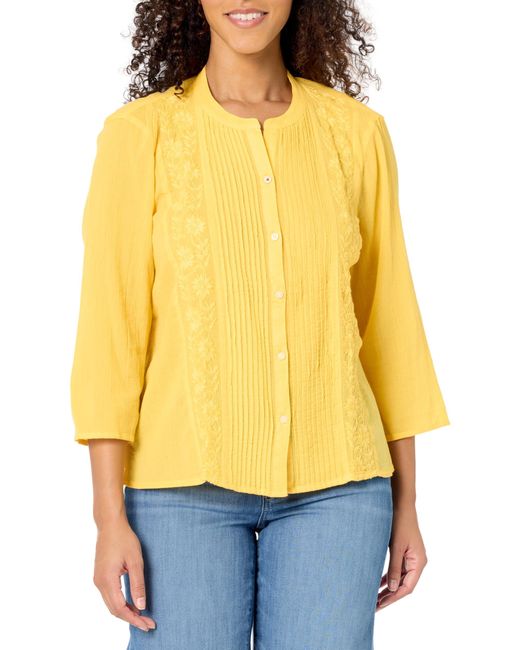 Tommy Hilfiger Yellow Long Sleeve Pintuck Blouse