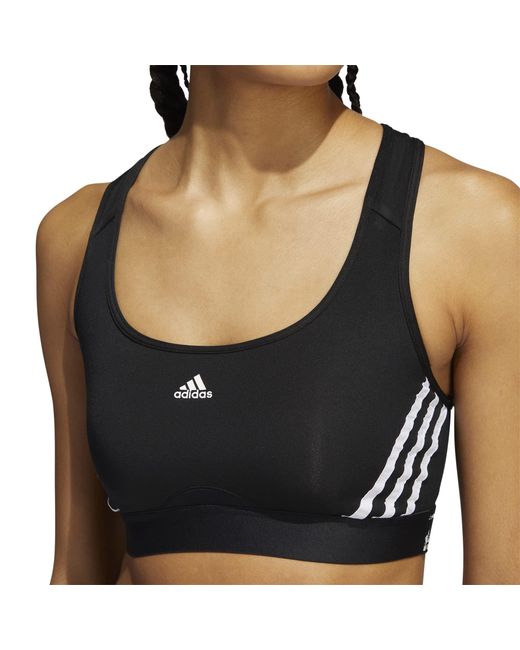 Adidas Black 3 Stripe Med Bra