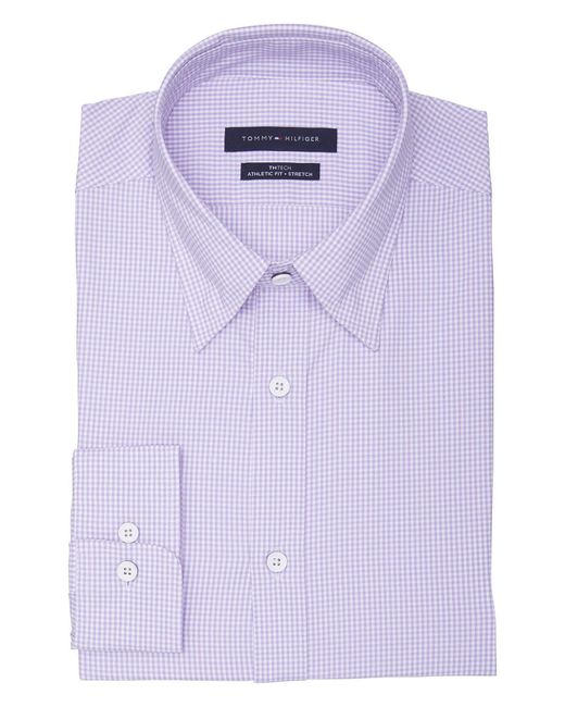 Tommy Hilfiger Purple Dress Shirt Athletic Fit Tech Non-iron No Tuck Stretch for men