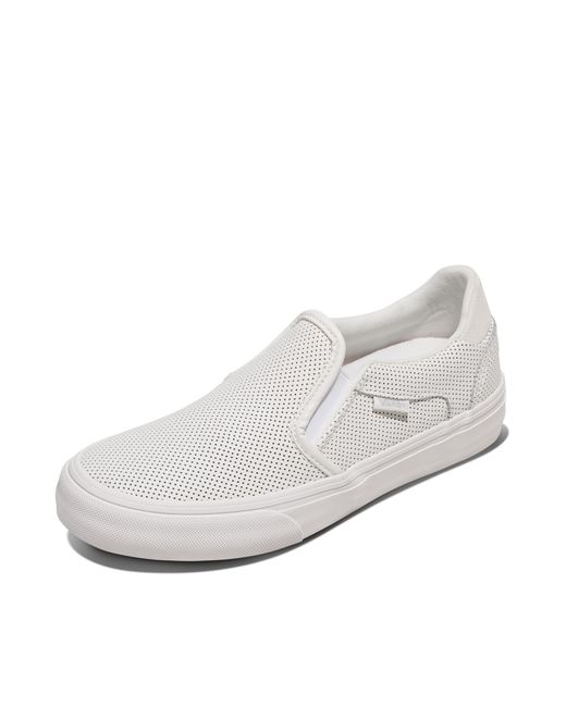 Vans White Asher Deluxe Slip-on Shoe | Comfortable Sneakers For Fashion