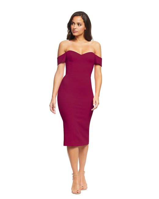 Dress the Population Bailey Midi Dress in Red | Lyst