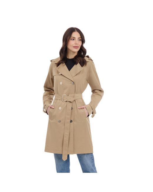 Michael Kors Natural Double Button Trenchcoat With Detachable Hood