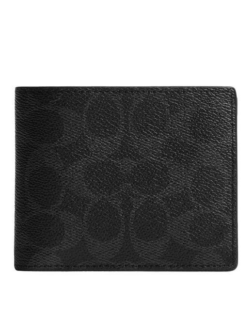 COACH Black 3-in-1 Wallet In Signature Canvas for men