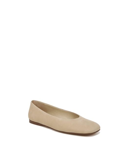 Vince Leah Square Toe Ballet Flat in Natural | Lyst