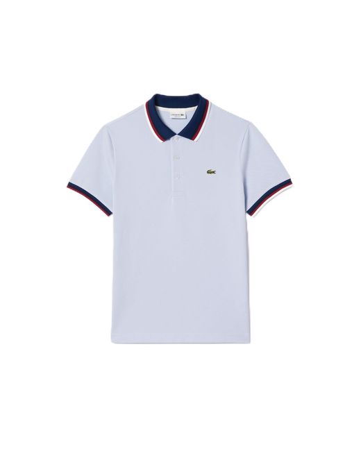 Lacoste Blue Light Contrast Collar Polo Shirt Medium for men