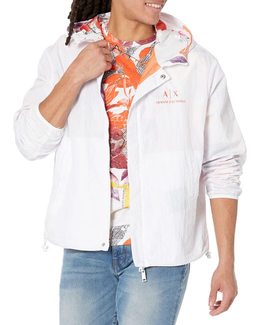 Emporio Armani White A | X Armani Exchange Reversible Floral Nylon Jacket for men