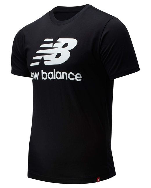 New Balance Nb Essentials Stacked Logo Short Sleeve in Black for Men | Lyst