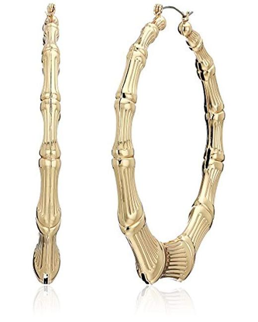 Lyst Guess Metal Hoops Bamboo Hoop Earrings Gold One Size In Guess Metallic Metal Hoops Bamboo Hoop Earrings Gold One Size Lyst
