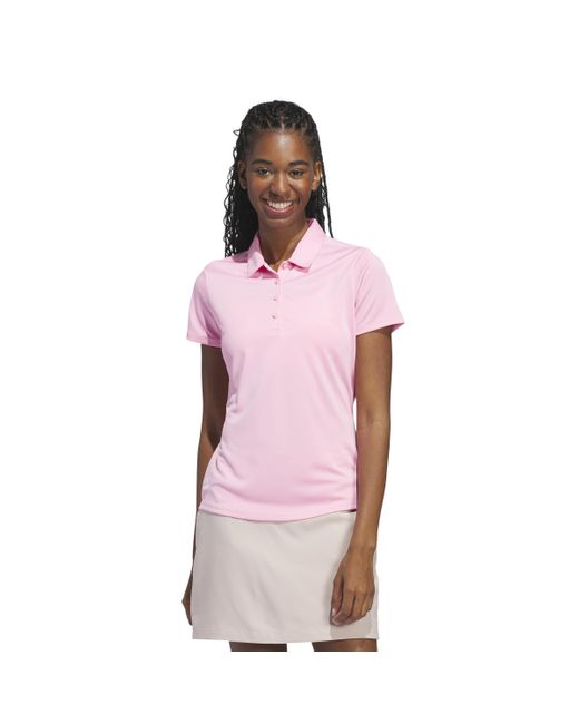 Adidas Standard Solid Performance Short Sleeve Polo Shirt Pink