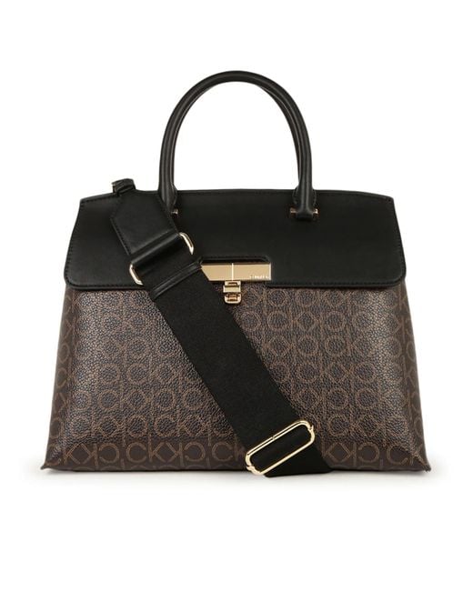 Calvin Klein Black Becky Turn Lock Satchel – 2 In