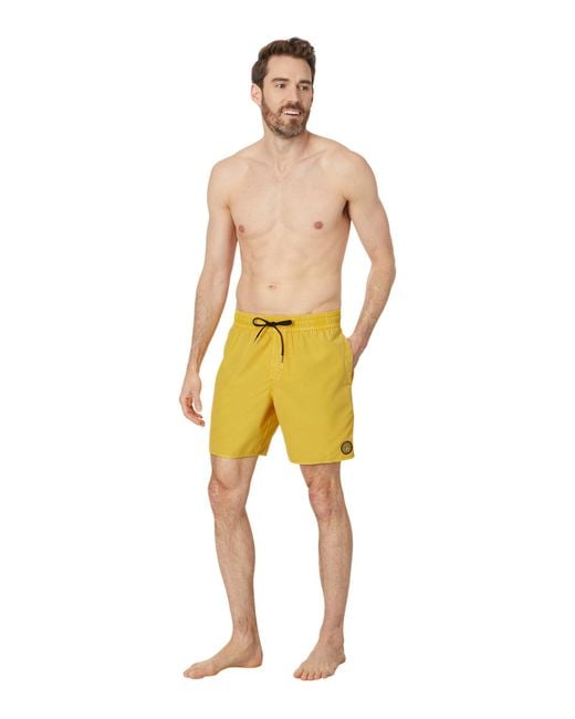Volcom Yellow Standard 17-inch Elastic Waist Surf Swim Trunks for men