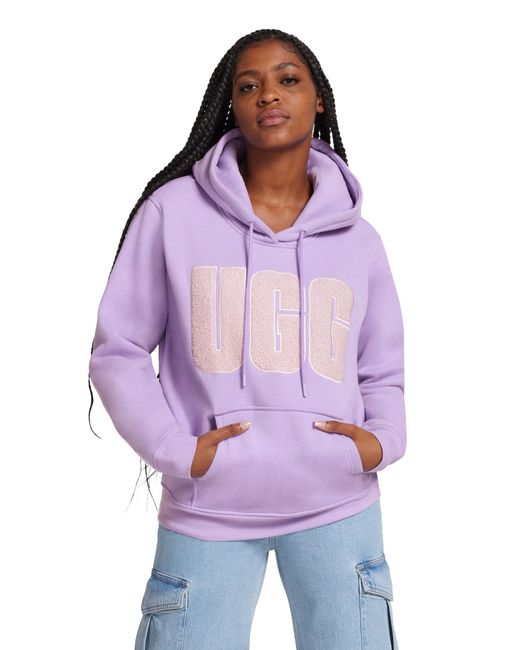 Ugg Purple ® Rey ®fluff Logo Hoodie Fleece/recycled Materials