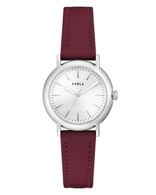 Furla White Ladies Red Genuine Leather Leather Watch