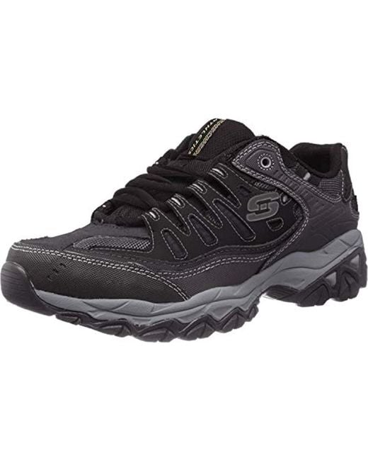 Skechers Leather Afterburn Memory-foam Lace-up Sneaker in Black for Men ...