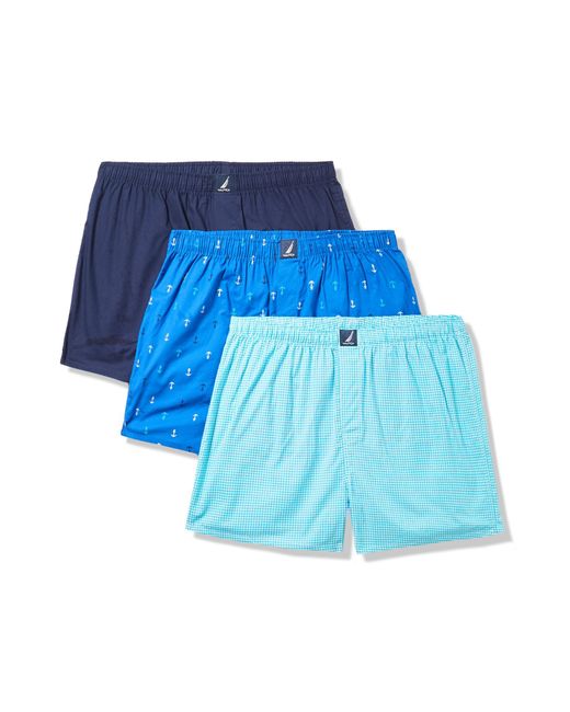 Nautica Blue Classic Cotton 3-pack Woven Boxer for men