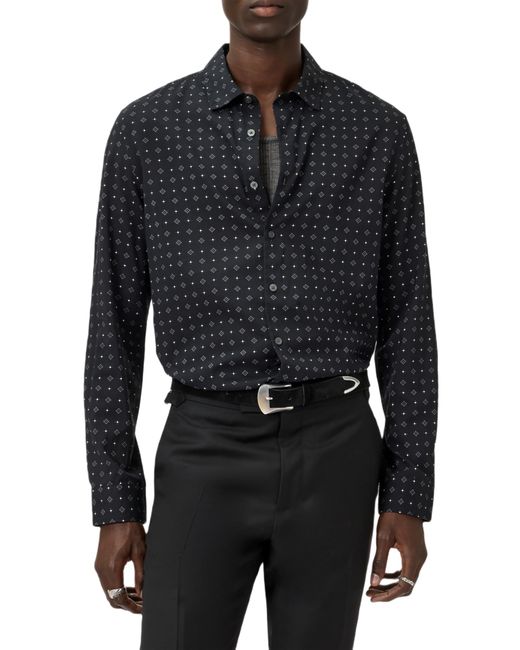 John Varvatos Black Luca Geometric Button-Up Shirt for men