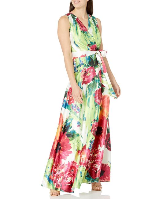 tahari floral gown