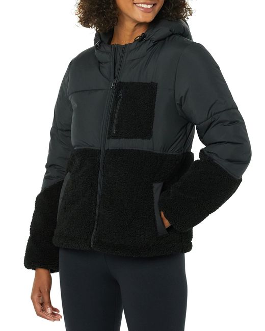 Amazon Essentials Sherpa Puffer Jacket in Black Lyst
