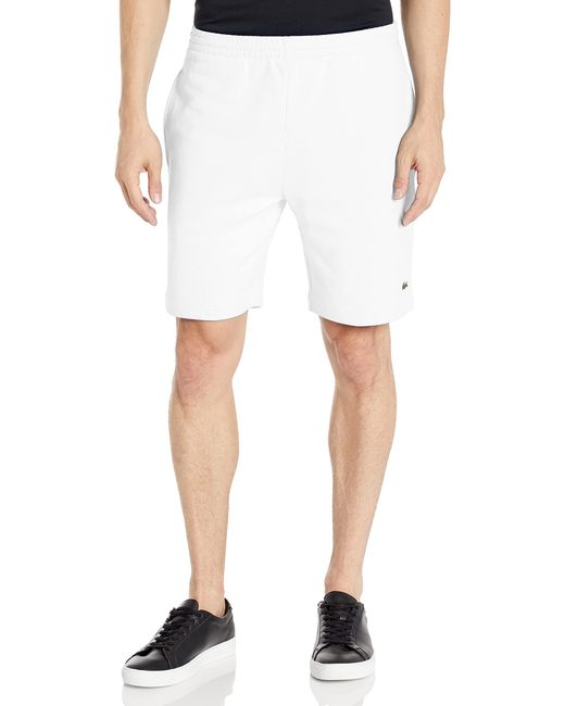 Lacoste White Organic Brushed Cotton Fleece Shorts for men