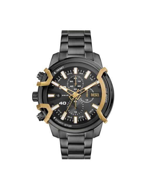 DIESEL Metallic Griffed Chronograph Gunmetal Gray And Gold Two-tone Stainless Steel Bracelet Watch for men