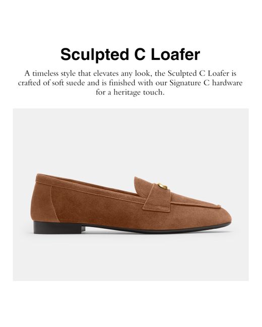 COACH White Sculpted C Loafer In Suede